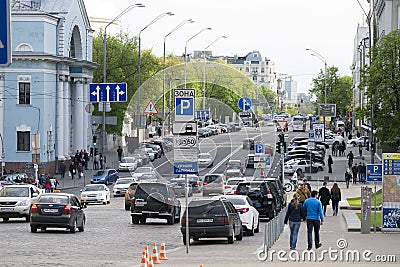 View on Volodymyrska street, Kyiv, Ukraine Editorial Stock Photo