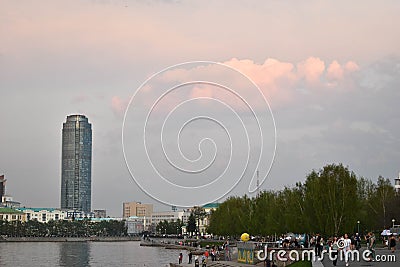 Sunset clouds over the city. Editorial Stock Photo