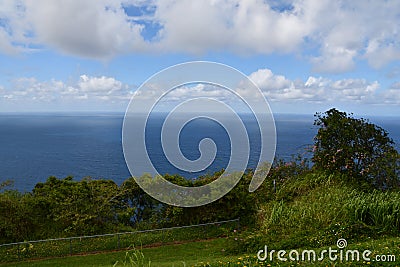 View from Waipio Valley Lookout at Waimea on Big Island in Hawaii Stock Photo