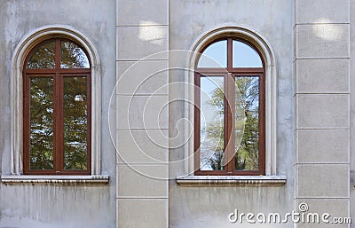 View of wall with modern windows Stock Photo