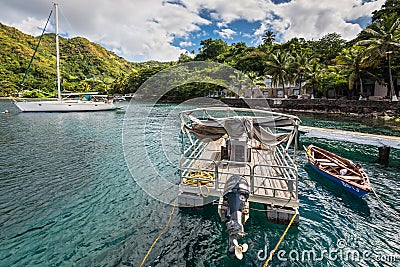 View of the Wallilabou Anchorage - Pirates of the Caribbean`s Port Royale - Saint Vincent Editorial Stock Photo