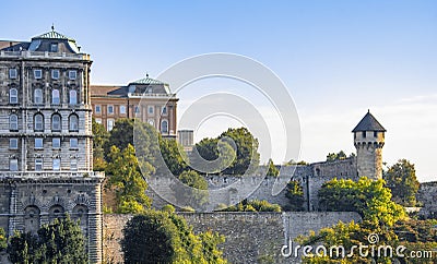 Walls and towers of the Royal Palace Buda in Budapest, Hungary Editorial Stock Photo