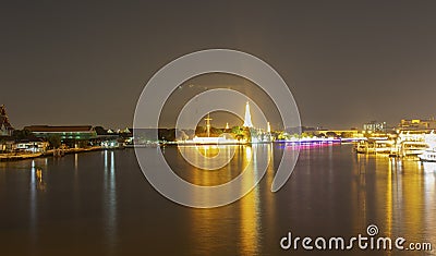 View of Wat Arun at night, beautiful lights Stock Photo