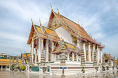 View at the Wat Suthat Thepwararam Ratchaworamahawihan in Bangkok, Thailand Stock Photo