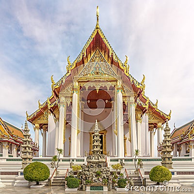 View at the Wat Suthat Thepwararam Ratchaworamahawihan in Bangkok, Thailand Stock Photo