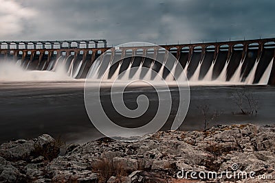 View of the water dam-Nagarjuna Sagar Dam in Peda, India Stock Photo
