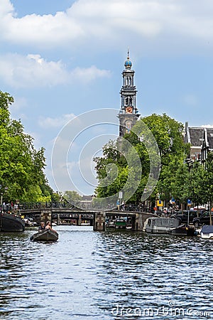 View on the Western church, Amsterdam, Netherlands Editorial Stock Photo