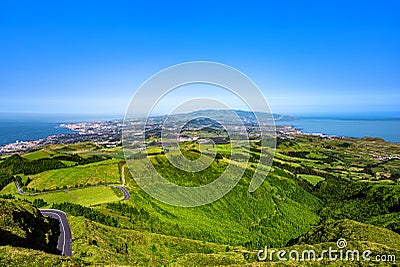 View of the western part of Sao Miguel Island, Azores, AÃ§ores, Portugal, Europe Stock Photo