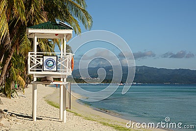 View of White Beach during covid 19 quarantine. Boracay Island. Aklan. Western Visayas. Philippines Editorial Stock Photo