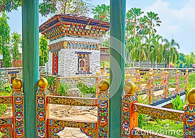 The view from whooden pavilion, Bhutan garden, Rajapruek park, Chiang Mai, Thailand Stock Photo