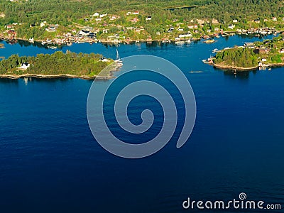 View from window of airplane flying over Norway Scandinavia. Stock Photo