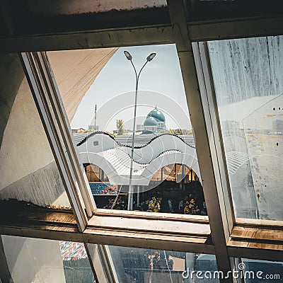 View through window of Chorsu Bazaar in Tashkent, Uzbekistan Editorial Stock Photo