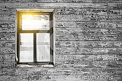View from the Window of the Old Abandoned House Stock Photo
