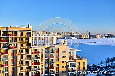 View from the window from the residential complex in winter Stock Photo