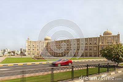 View from the window of the Sharjah Municipality - Main Office in Sharjah city, United Arab Emirates Editorial Stock Photo