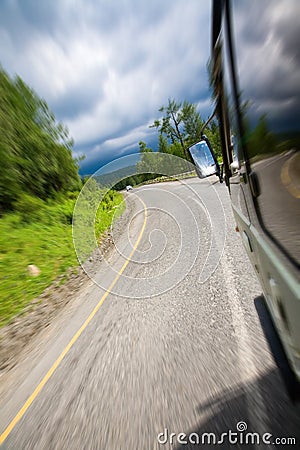 View from the window of a van Stock Photo