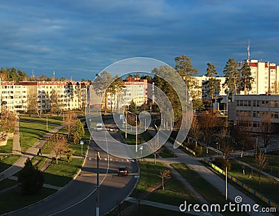 The view from the windows of the city in the evening Editorial Stock Photo