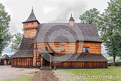 View at the Wooden Church of Saint Michael Archangel in Debno village - Poland Stock Photo