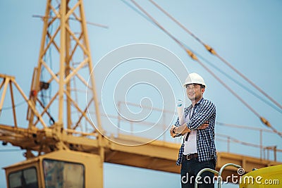View of a Worker and architect watching some details on a construction Stock Photo