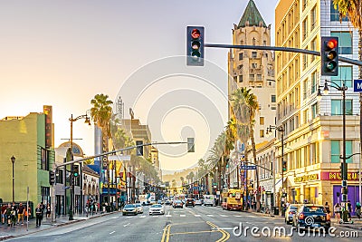 View of world famous Hollywood Boulevard district in Los Angeles, California, USA Editorial Stock Photo