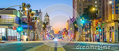 View of world famous Hollywood Boulevard district in Los Angeles, California, USA Editorial Stock Photo