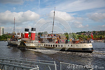 The Paddle Steamer Waverley heading down the River Clyde, Glasgow, Scotland Editorial Stock Photo