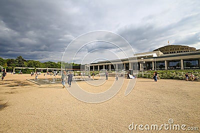 View of the Wroclaw, historical architecture Centennial Hall, public garden, Poland Editorial Stock Photo