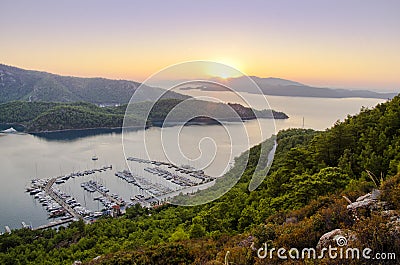 View of Yacht Harbor Bay Stock Photo