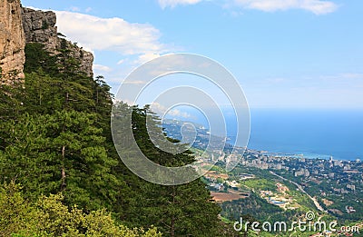View of Yalta city from Aj-Petri Mount slope Stock Photo
