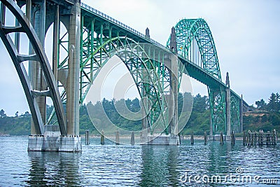 View at Yaquina Bridge over Yaquina bay at Newport, Oregon Stock Photo