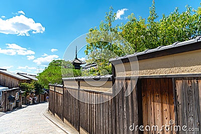 View of Yasaka-dori area with Hokanji temple Yasaka Pagoda Stock Photo