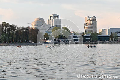 View of Yekaterinburg city pond Editorial Stock Photo
