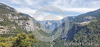 View of Yosemite Valley from Big Oak Flat Road looking south west California Stock Photo
