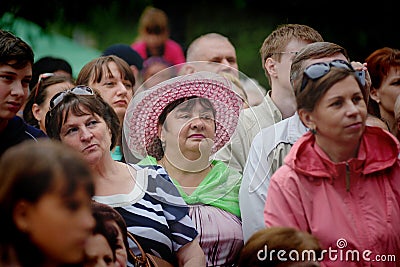 Barnaul, Russia-July 22, 2018.Viewers watch a feature film in an open-air cinema at the Shukshin film festival Editorial Stock Photo