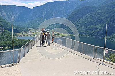 Viewing Platform in Hallstatt with a spectacular view of Lake Hallstatter See, Austria, Europe. Editorial Stock Photo