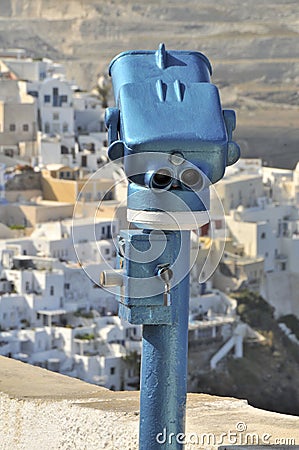 Viewing station over santorini greek island Stock Photo