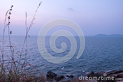 Viewpoint hill with sea blue sky Stock Photo