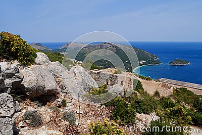 Viewpoint at Talaia d'Albercutx watchtower, close to Cap de Formentor. Majorca, Spain. Stock Photo