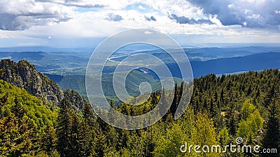 Viewpoint from Urzica Crest to Valley of the Olt, Cozia Mountains, Romania. Stock Photo
