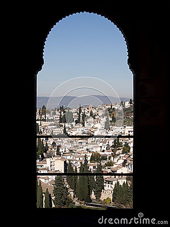 Views of AlbayzÃ­n from the Alhambra Stock Photo