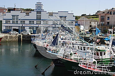 Views of the boats in port of Luarca, Asturias Editorial Stock Photo