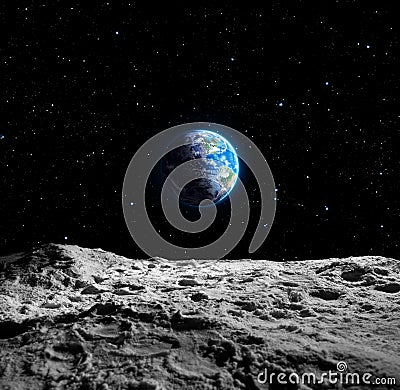 Views of Earth from the moon Stock Photo