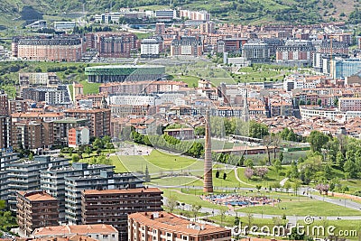 Views of Etxebarri park with old Chimney in Bilbao, Spain. Stock Photo