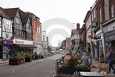 Views of the High Street in St Albans, Hertfordshire in the UK Editorial Stock Photo