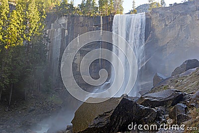 Views hiking along the Mist Trail up to Vernal Fall, Yosemite Stock Photo