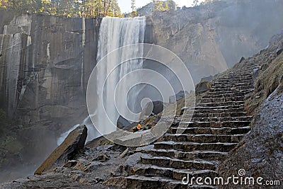 Views hiking along the Mist Trail up to Vernal Fall, Yosemite Stock Photo