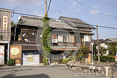 Views of an historic building in Yanagawa. Editorial Stock Photo