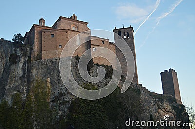 Views From Its Lower Back Part Of The Medieval Castle Collegiate In Alquezar. Landscapes, Nature, History, Architecture. December Editorial Stock Photo