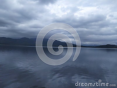 Views lake water mountain sunset sunshine sunbeam thailand big katoon Clouds with blue sky pipoon Stock Photo