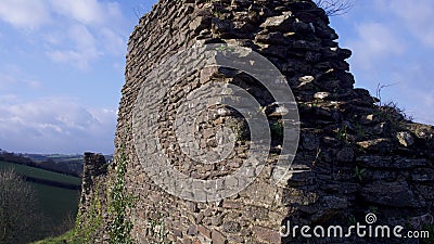 Views of Launceston Castle Cornwall, on a bright uncrowded winters day in January Stock Photo